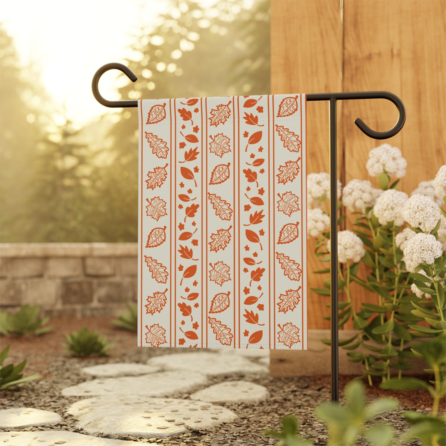 Autumn Leaf Stripe Garden Flag Fall Porch & Yard Banner