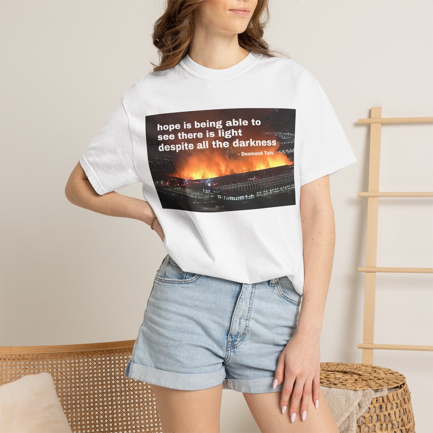 Hope is Being Able to See There is Light Fire T-Shirt | Inspirational Quote Tee Warehouse