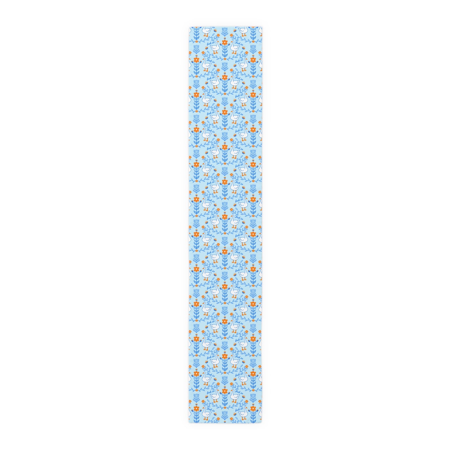 Silly Goose Floral Pattern Table Runner | Blue Fuck Ice Resist Design