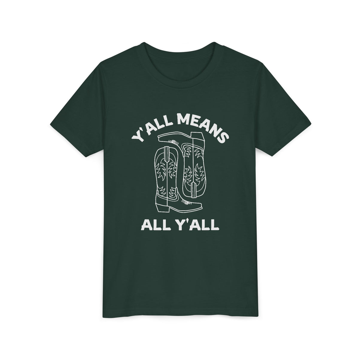 Youth Y’all Means All Y’all Cowboy Boot Graphic T-Shirt