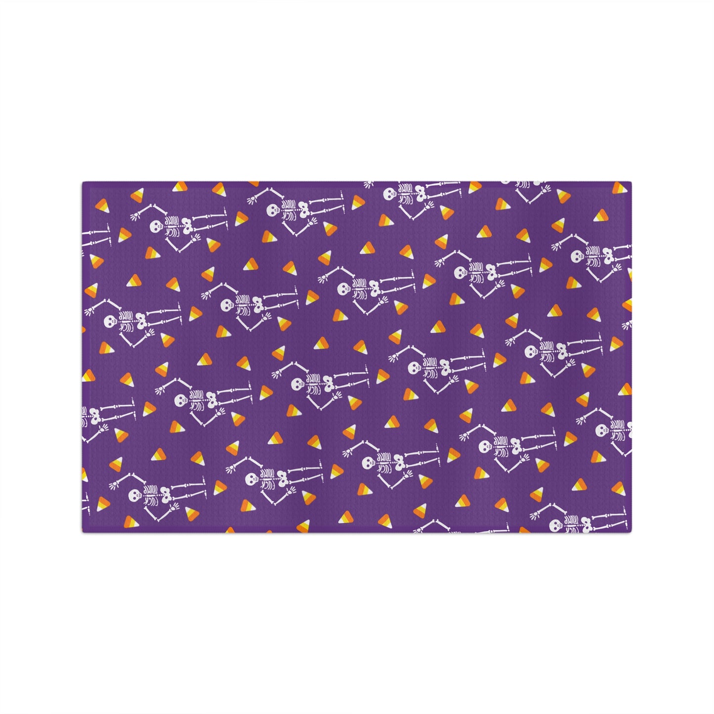 Halloween Skeleton & Candy Corn Microfiber Tea Towel purple