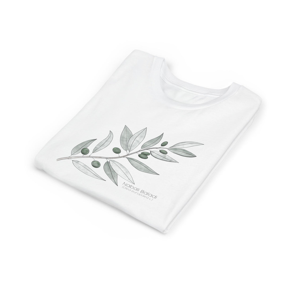 Youth Short Sleeve Tee with Olive Botanical Leaf Design