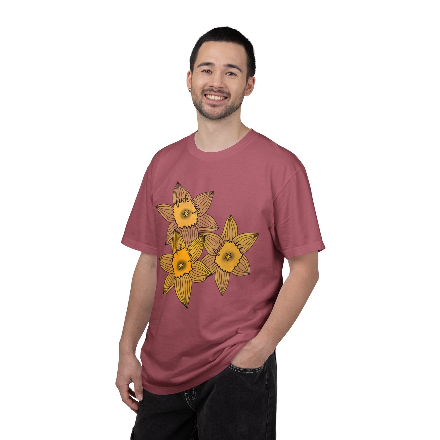 Slightly Subtle Daffodil Trio T-shirt | Yellow Floral Spring Bloom Tee FDT