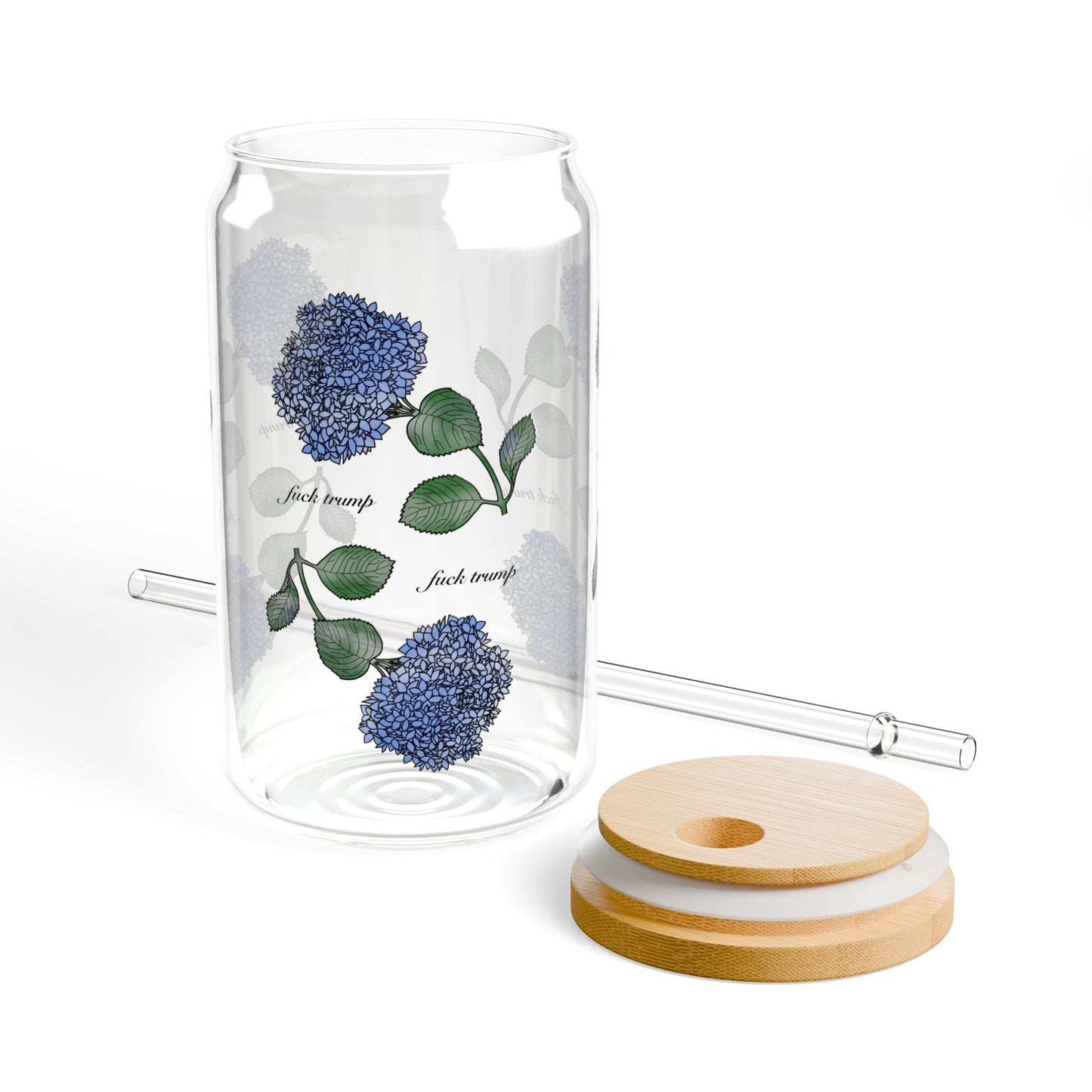 Slightly Subtle Hydrangea Eco-Friendly Sipper Glass Can