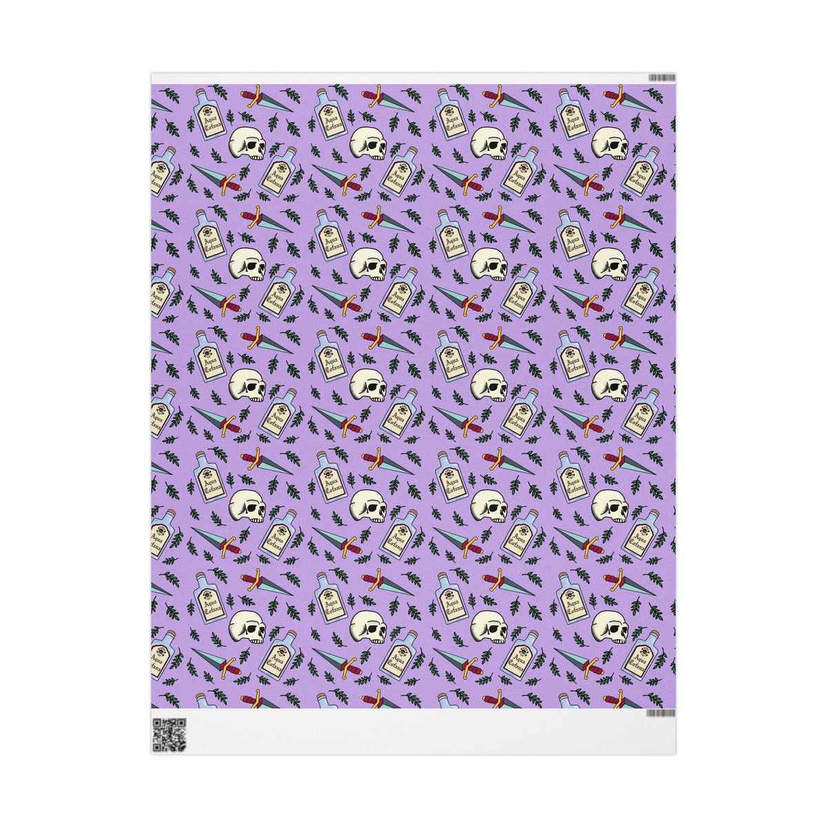 Aqua Tofana Purple Witchy Skull Wrapping Paper Feminist Spiritual Occult Gift Wrap
