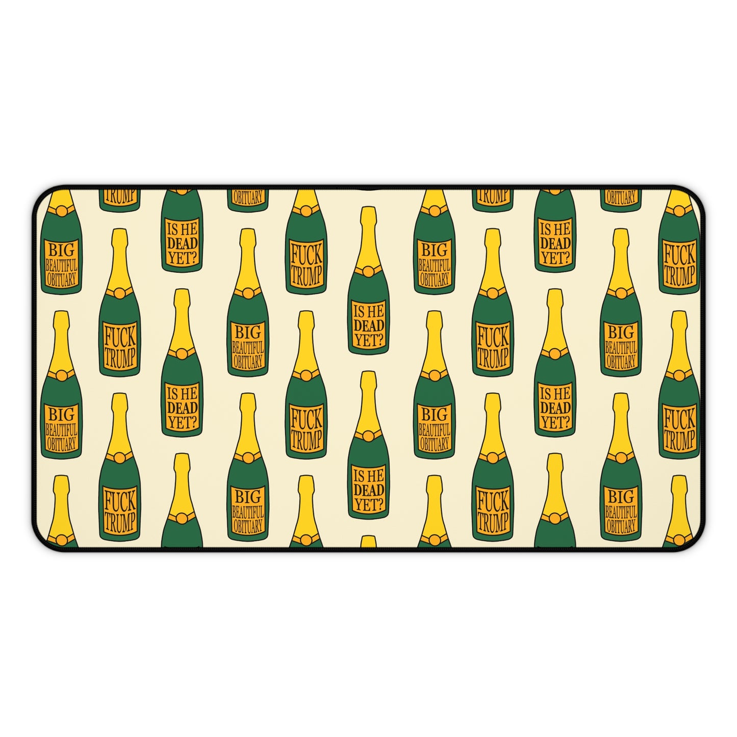 Slightly Subtle Champagne Bottle Pattern Desk Mat | Funny Champagne Pet Food Mat