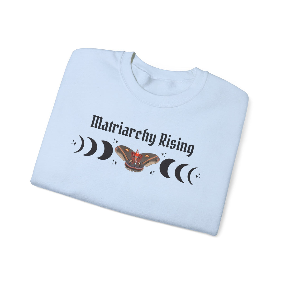 Matriarchy Rising Witchy Moon Phases Moth Crewneck Sweatshirt