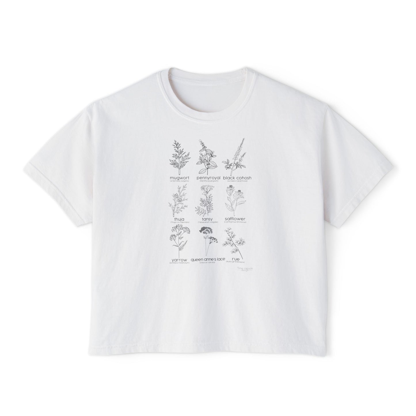 Herbs for Reproductive Freedom Boxy CROP Botanical Illustration Chart Comfort Colors Crop Tee