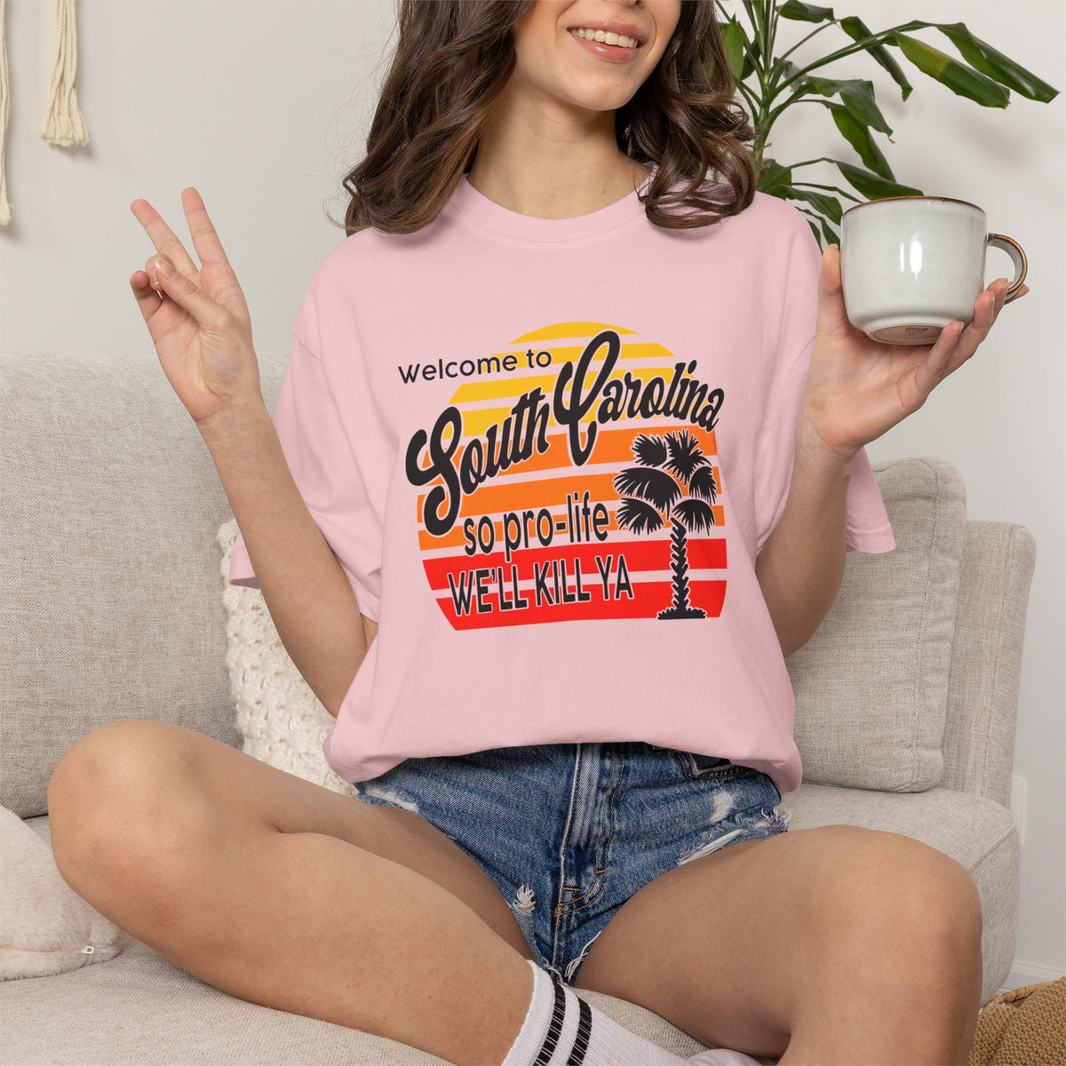 South Carolina Political Dark Humor Abortion Sunset T-Shirt Welcome to South Carolina Graphic Tee