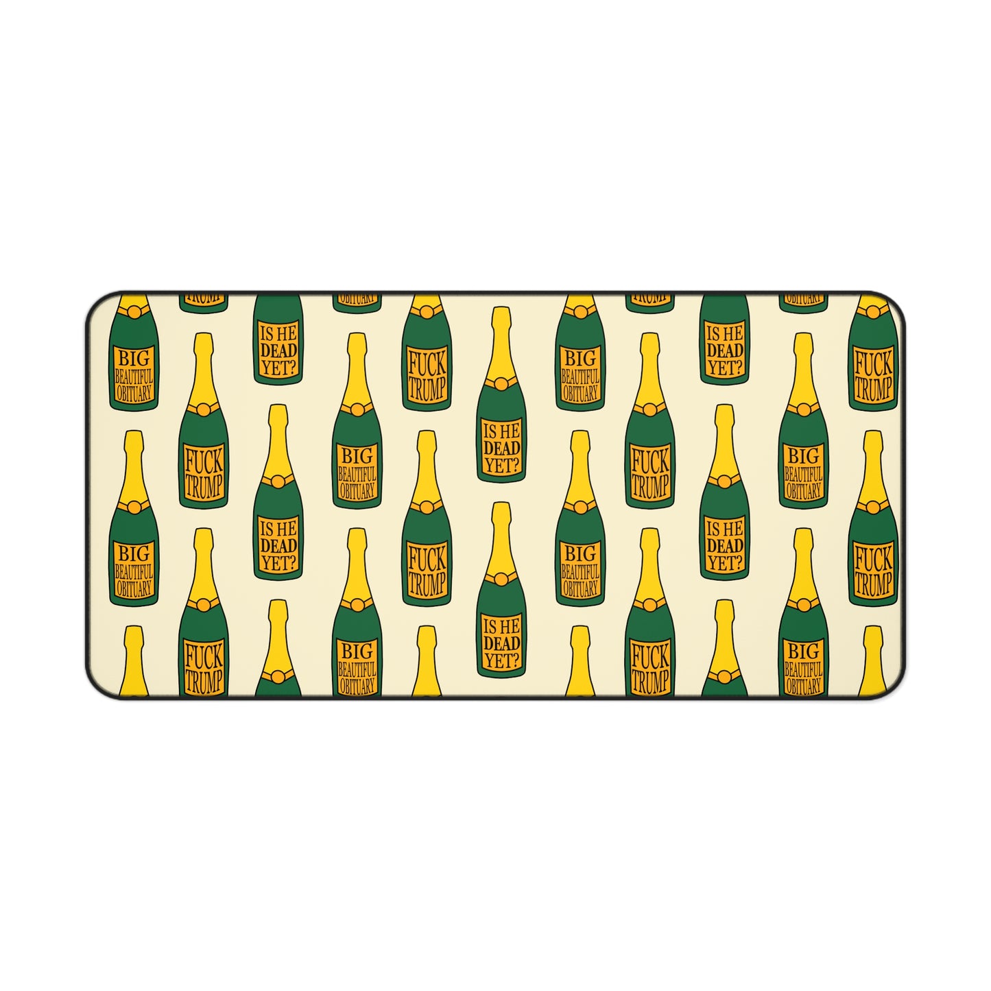Slightly Subtle Champagne Bottle Pattern Desk Mat | Funny Champagne Pet Food Mat