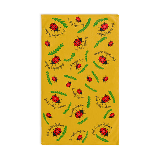 Slightly Subtle Ladybug Yellow Hand Towel, Lindsey Graham, Gifts for Garden Lovers, Kitchen or Bathroom Use, Birthday, Baby Shower