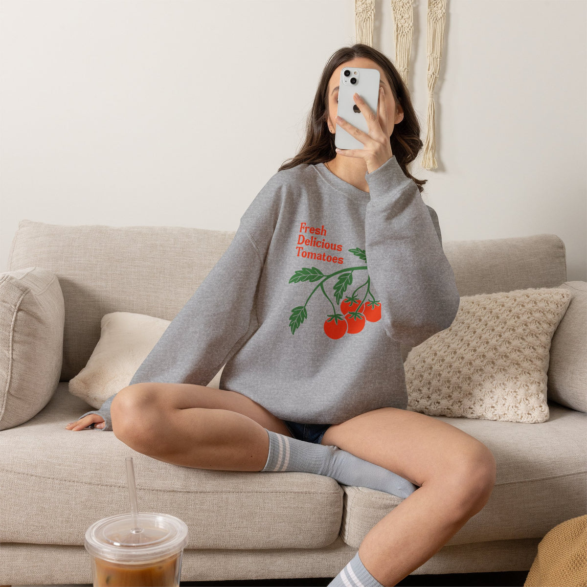 Tomato Crewneck Sweatshirt “Fresh Delicious Tomatoes” Vintage Farm Graphic