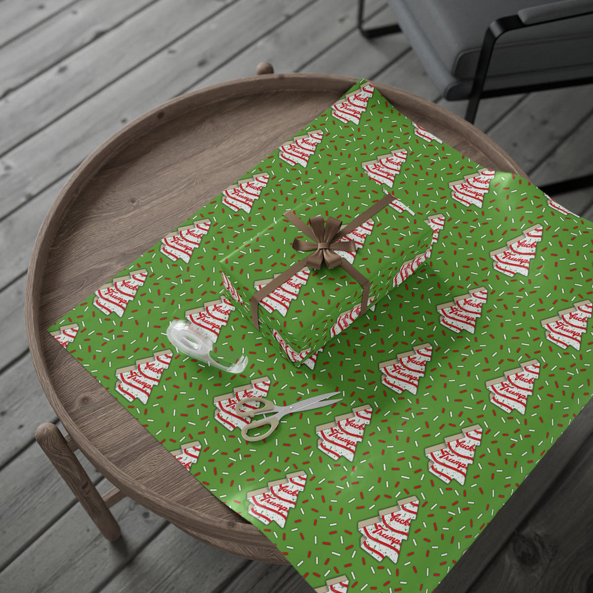 Slightly Subtle Tree Cake Candy Cane Tree FDT Wrapping Paper | Christmas Holiday Gift Wrap
