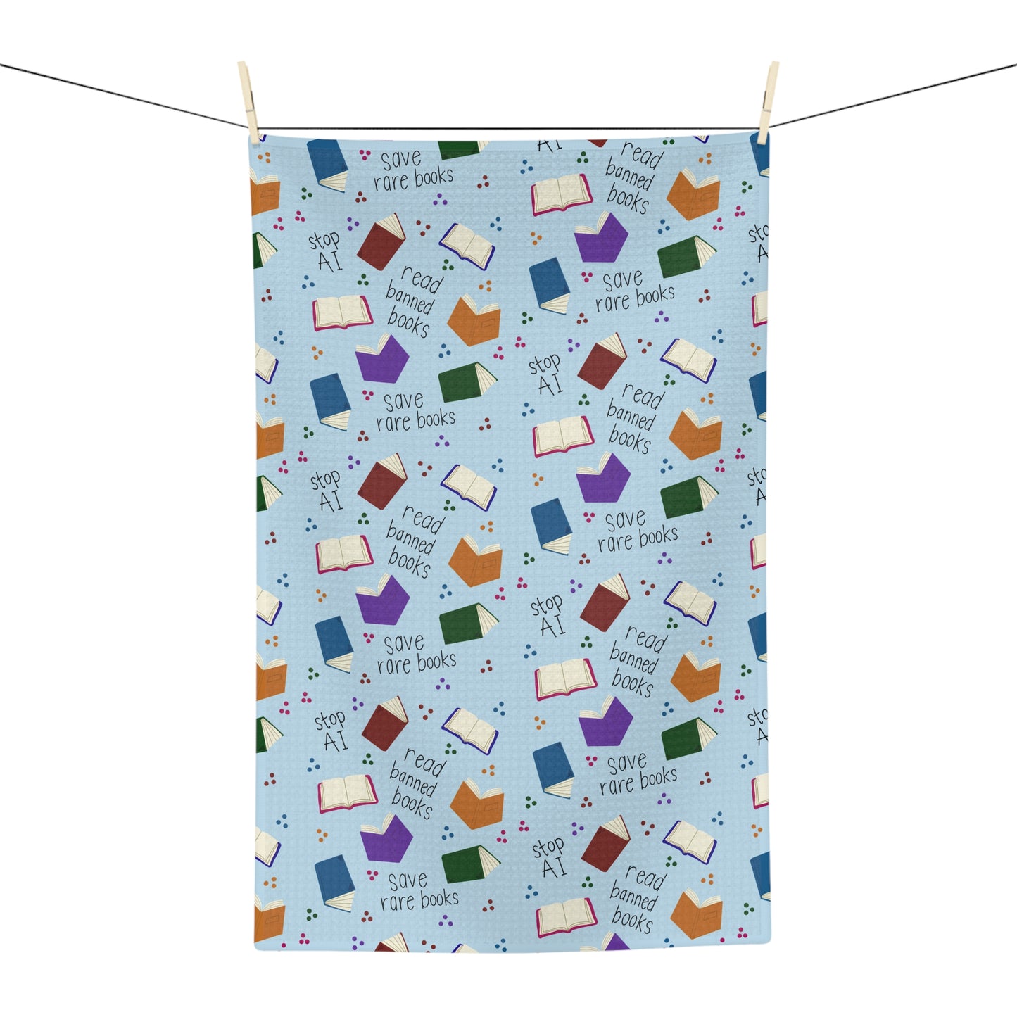 Book Lover Tea Towel Save Rare Books Read Banned Books Stop Ai Patterned Microfiber Towel