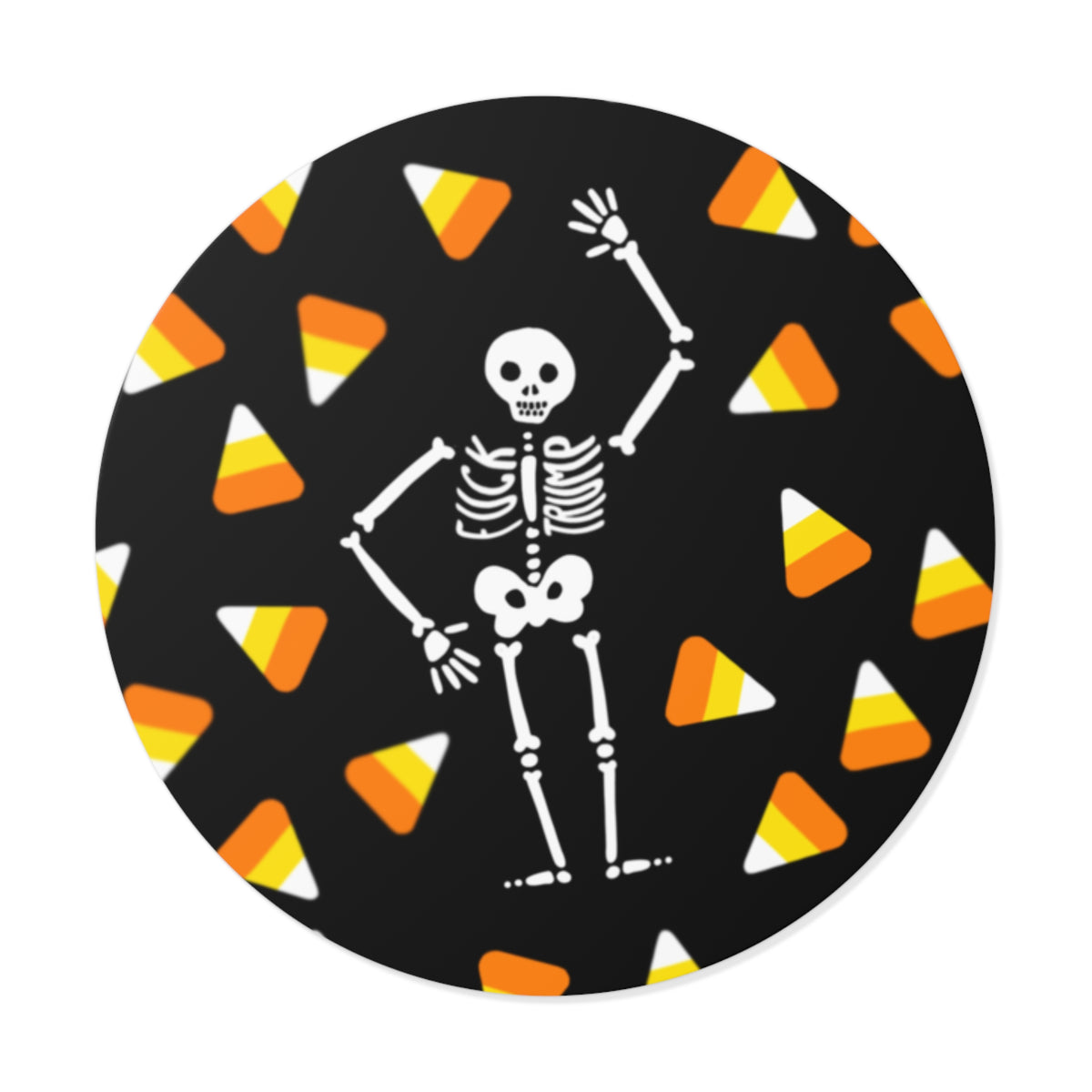Halloween Skeleton & Candy Corn Round Vinyl Sticker FDT