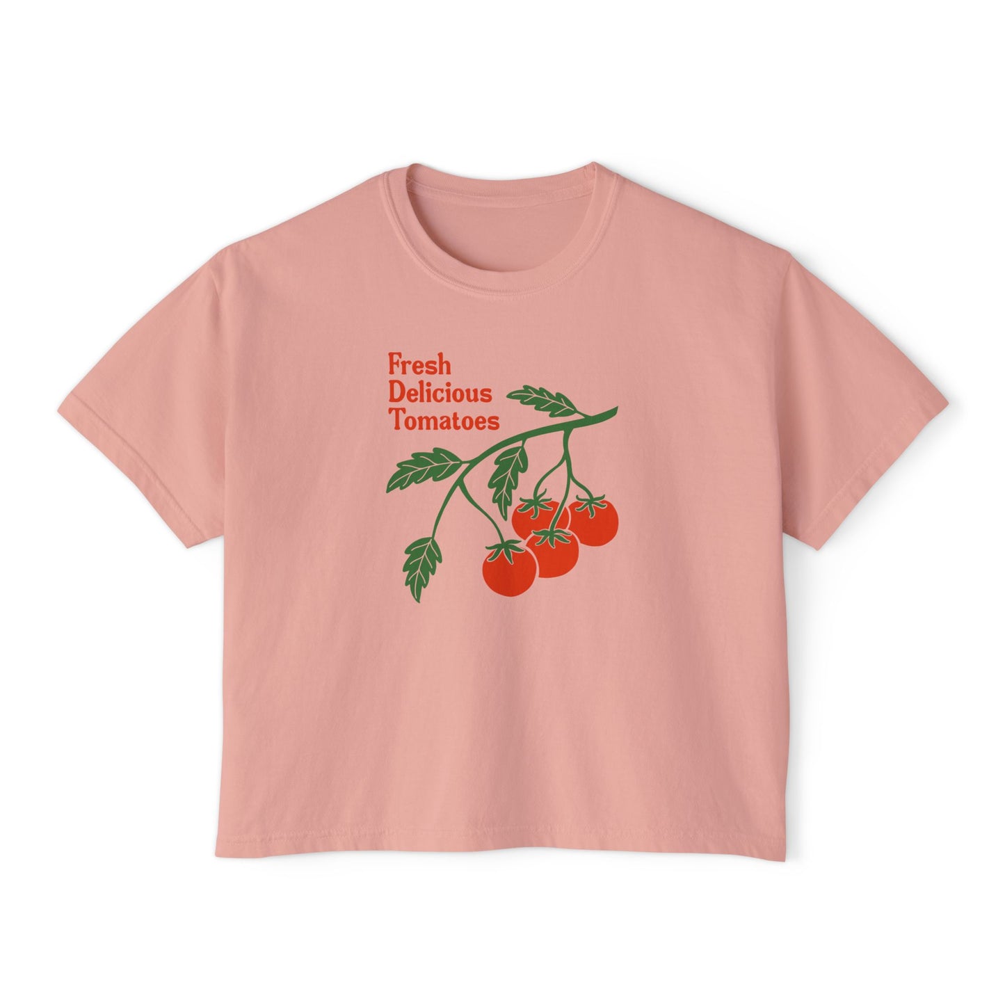 Fresh Delicious Tomatoes CROP Tee | Tomato Vine Illustration, Garden Produce Shirt Comfort Colors Boxy Crop