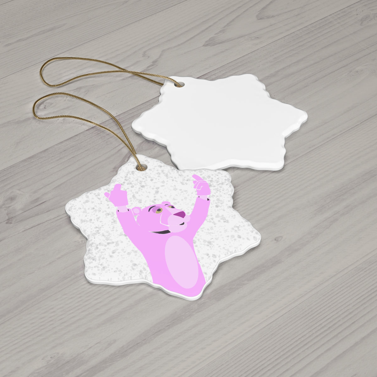 Pink Panther Protest Pepper Spray Ceramic Christmas Ornament