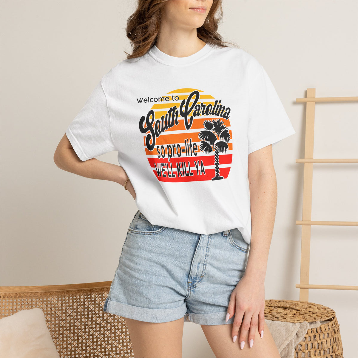 South Carolina Political Dark Humor Abortion Sunset T-Shirt Welcome to South Carolina Graphic Tee