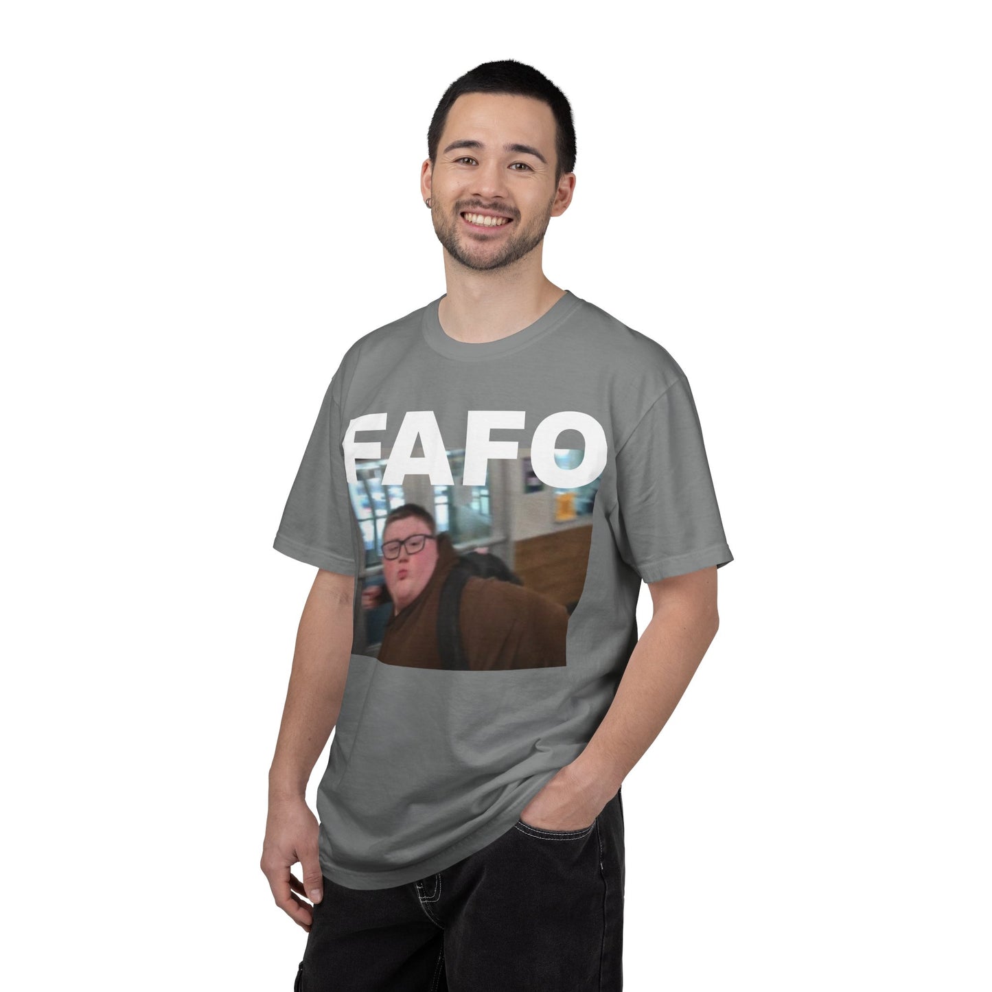 FAFO Okay Kid meme photo T-shirt | FAFO graphic tee