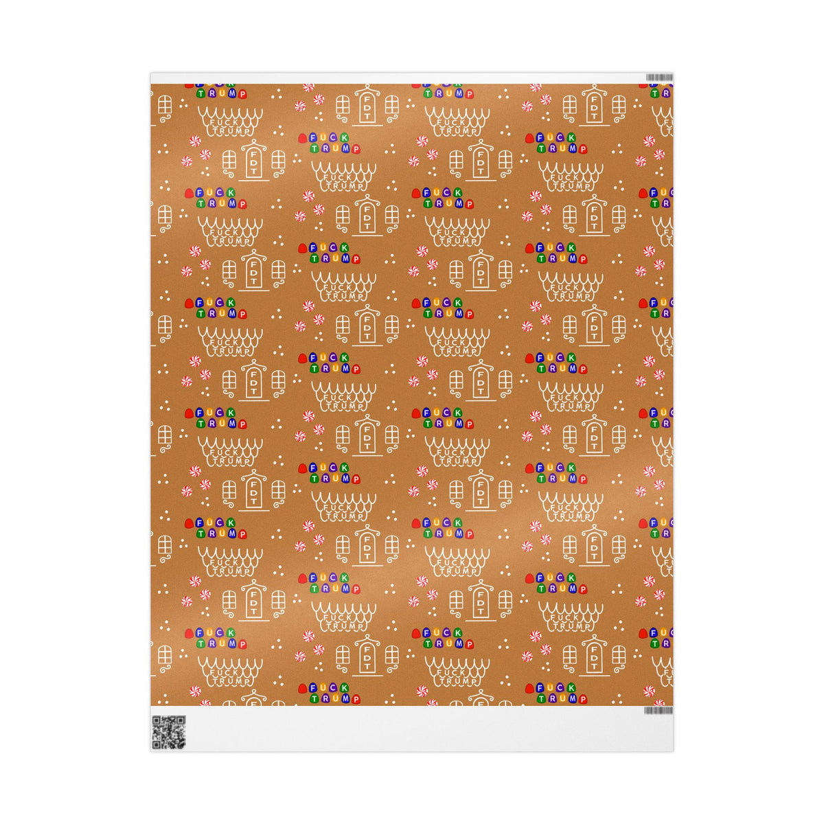 Slightly Subtle Gingerbread House FDT Pattern Wrapping Paper | Holiday Gift Wrap