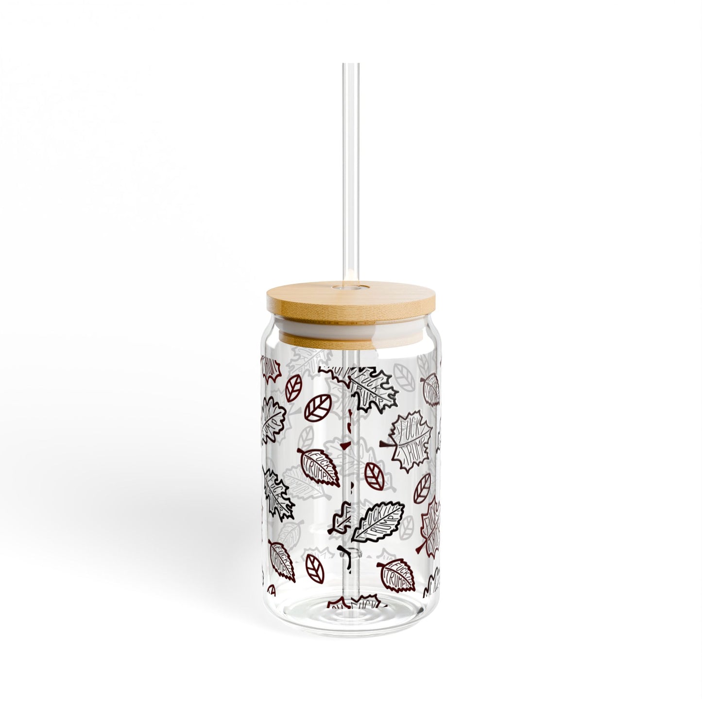 Slightly Subtle Autumn Leaf Pattern Sipper Glass