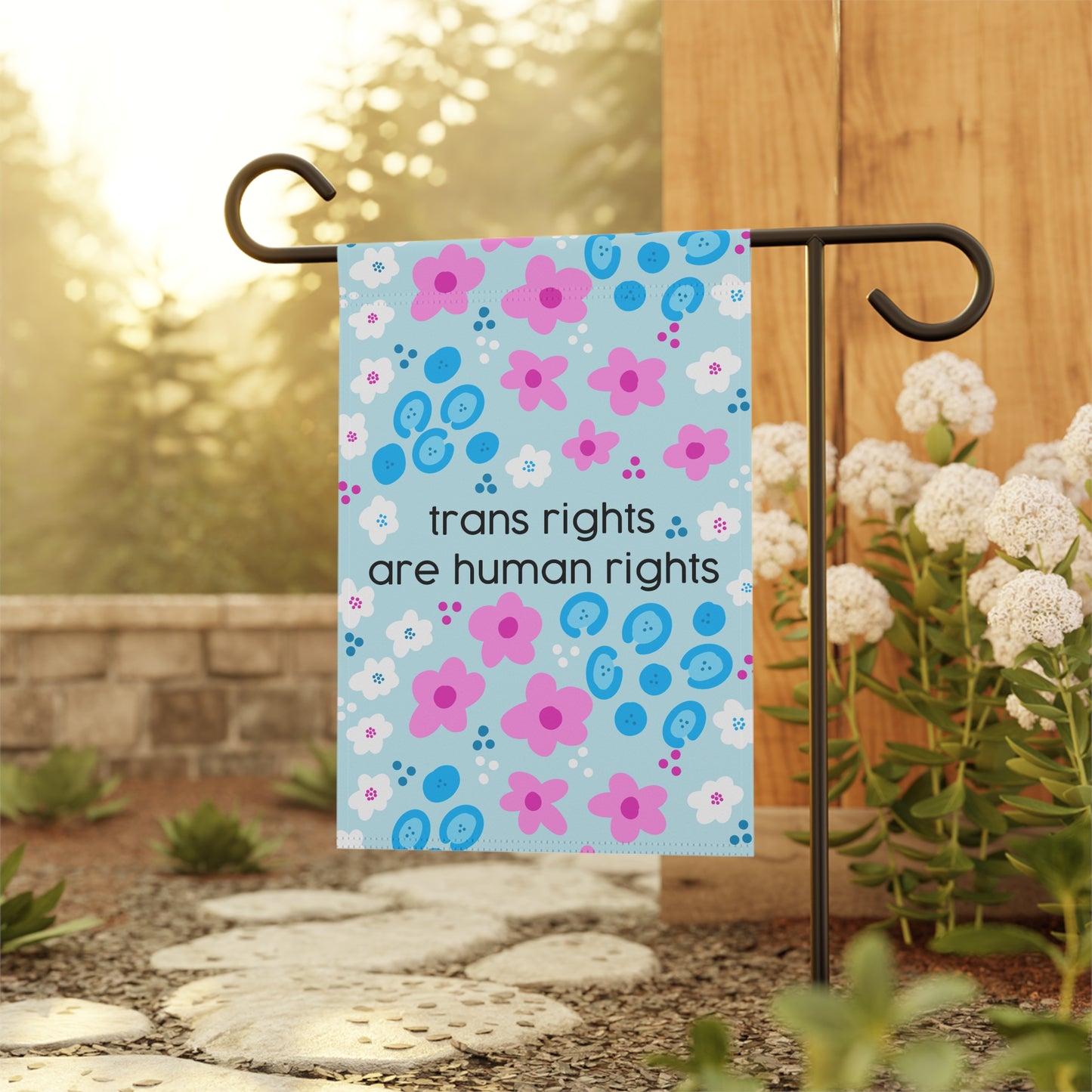 trans rights are human rights Garden & House Banner | Trans Pride Floral