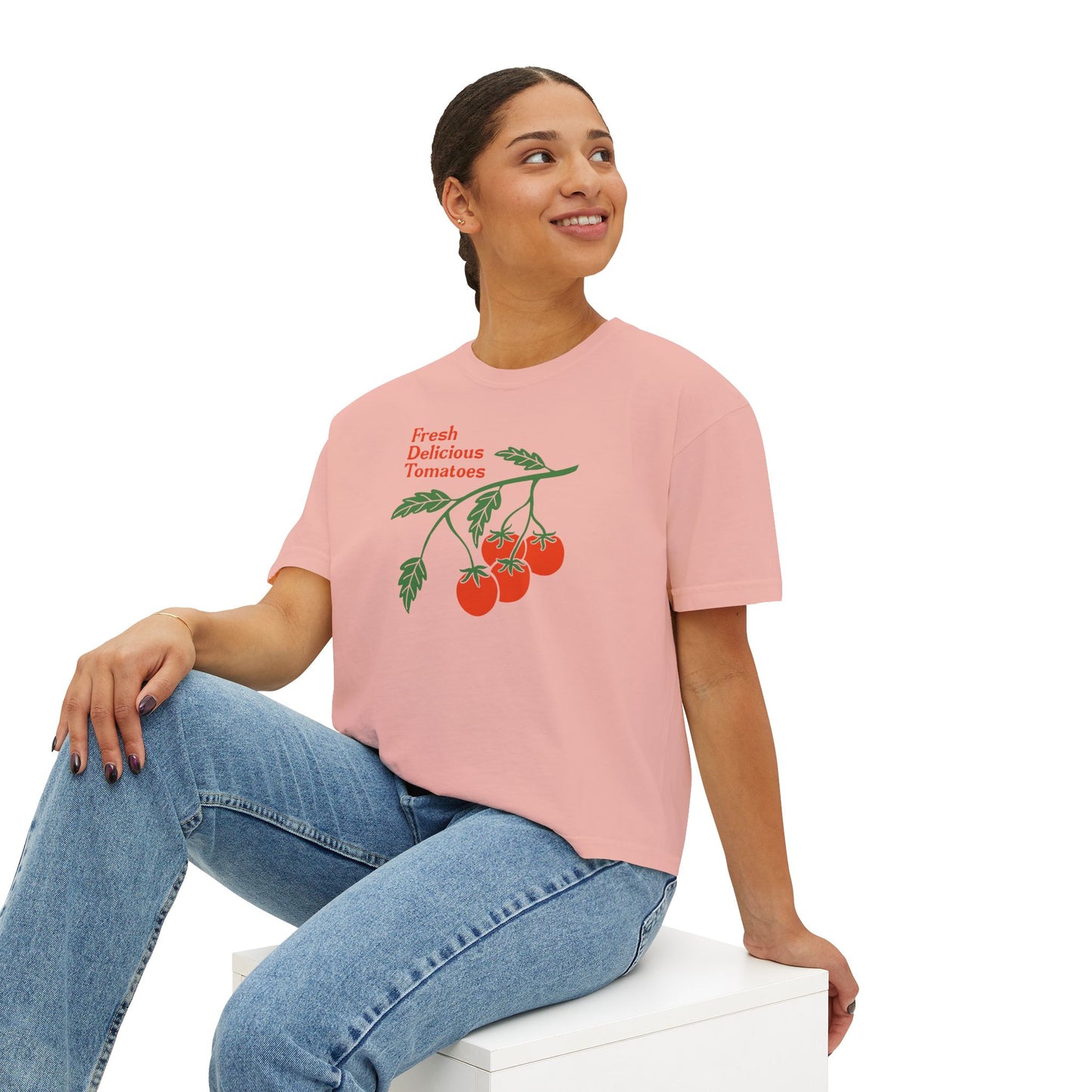 Fresh Delicious Tomatoes CROP Tee | Tomato Vine Illustration, Garden Produce Shirt Comfort Colors Boxy Crop
