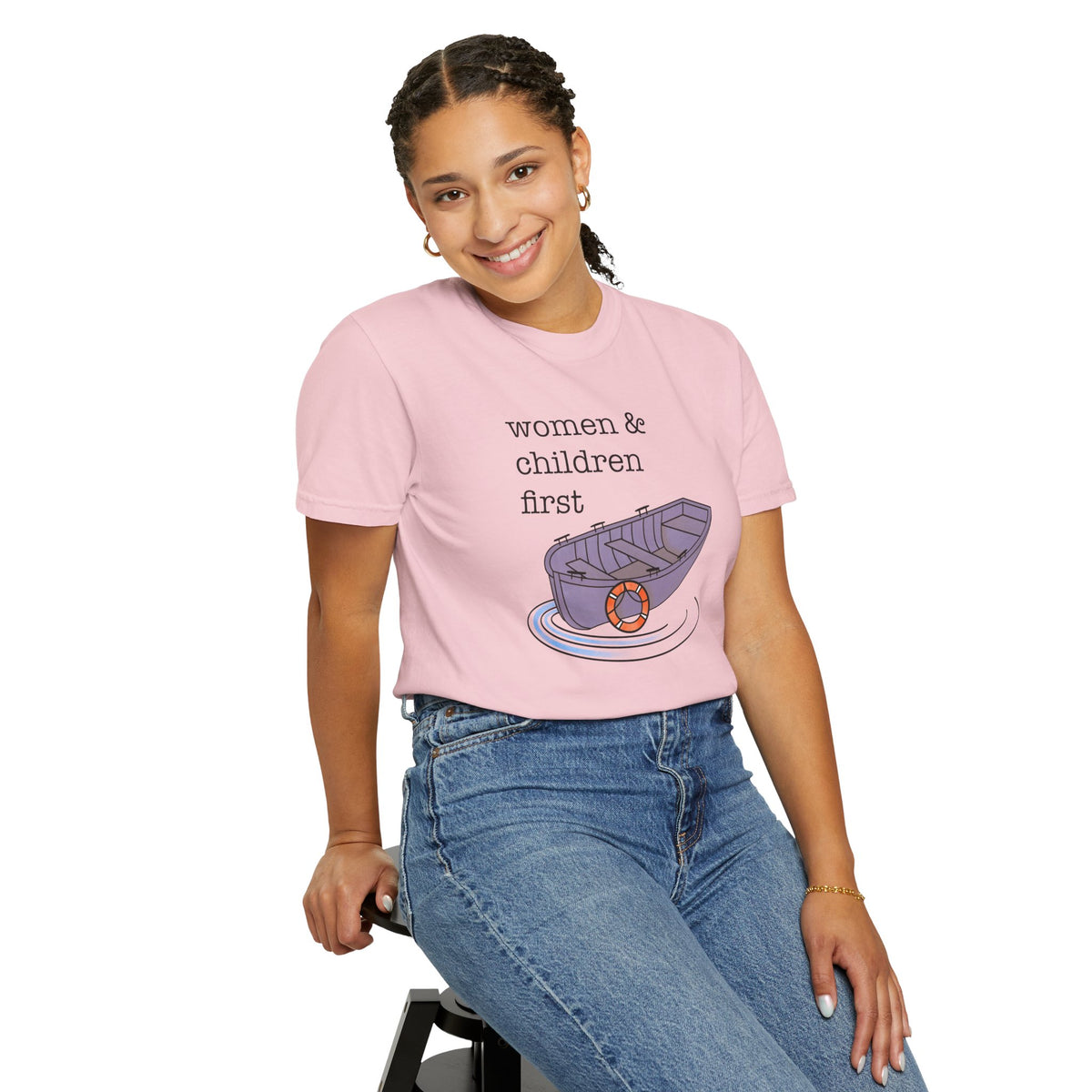 Lifeboat Matriarchy Women & Children First Nautical Boat Graphic T-Shirt