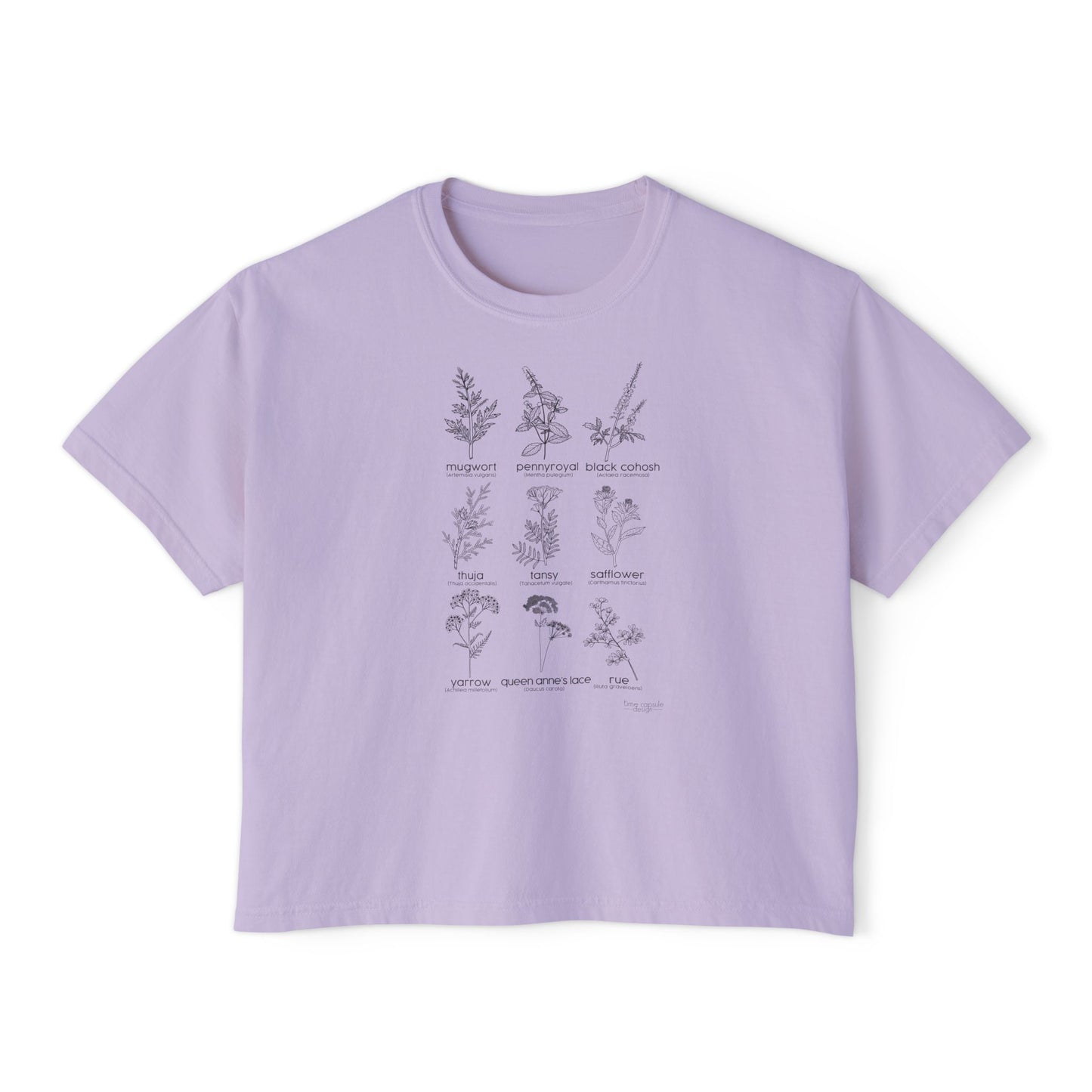 Herbs for Reproductive Freedom Boxy CROP Botanical Illustration Chart Comfort Colors Crop Tee