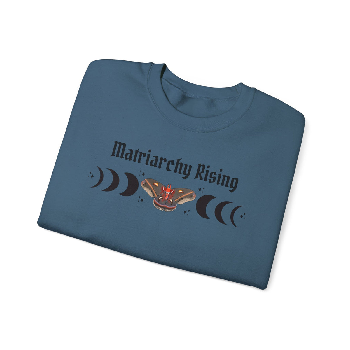 Matriarchy Rising Witchy Moon Phases Moth Crewneck Sweatshirt