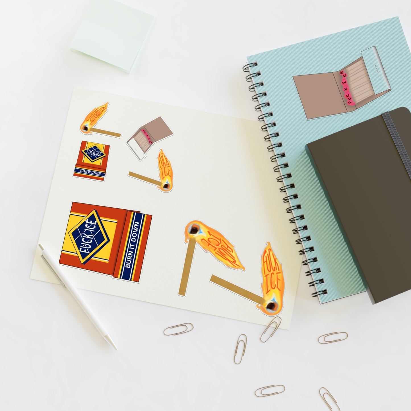 Fuck Ice Matchbox Matches Sticker Sheet