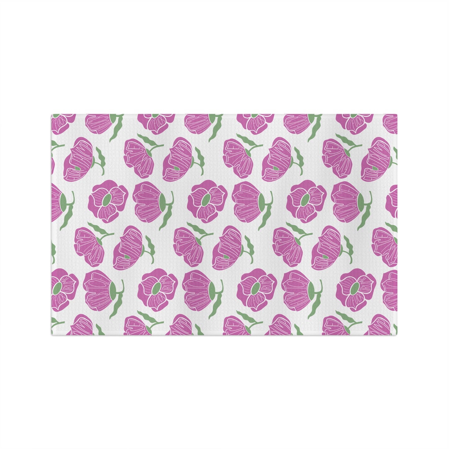 Slightly Subtle Pink Poppy Pattern Microfiber Tea Towel | Floral Kitchen Linen