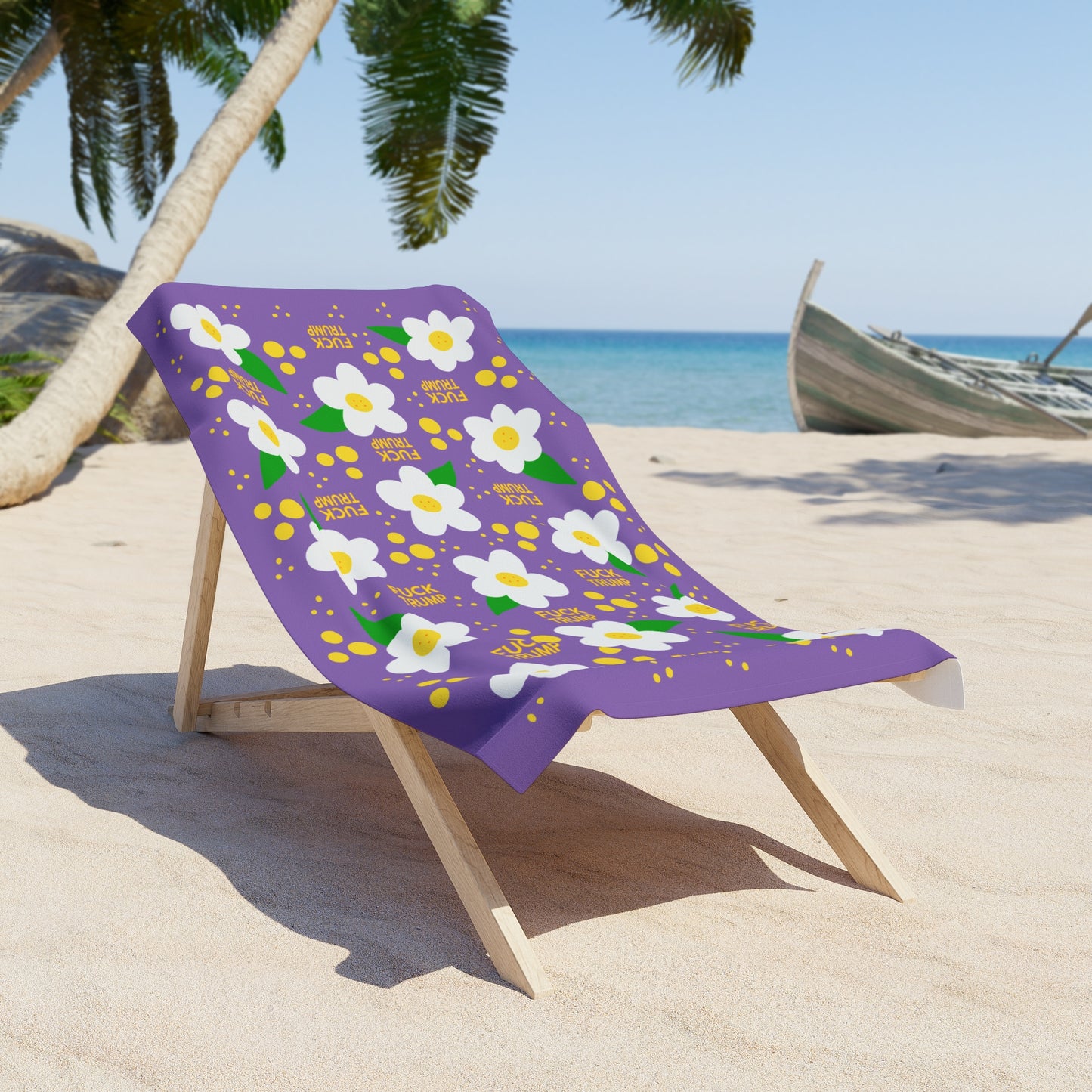 Slightly Subtle Purple Daisy Floral Beach Towel - Vibrant Summer Accessory, Pool Day Essential, Fun Gift for Beach Lovers, Perfect for Holidays, Relaxing Vibe