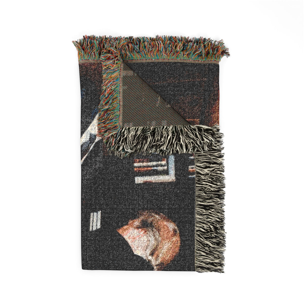 Big Beautiful Blanket Vintage Fireside Conversation Woven Blanket | Cozy Throw, Trump and Bubba Library Scene