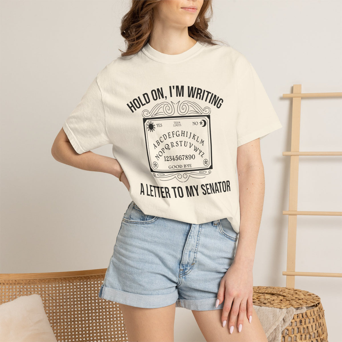 Hold On I'm Writing A Letter To My Senator T-Shirt Ouija Board Political Protest Tee