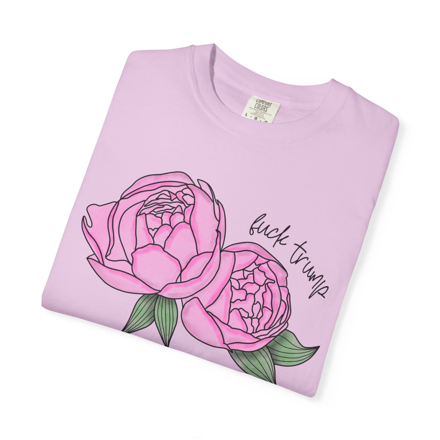 Slightly Subtle Pink Peony Floral Illustration T-shirt | Hand-drawn Blooms FDT