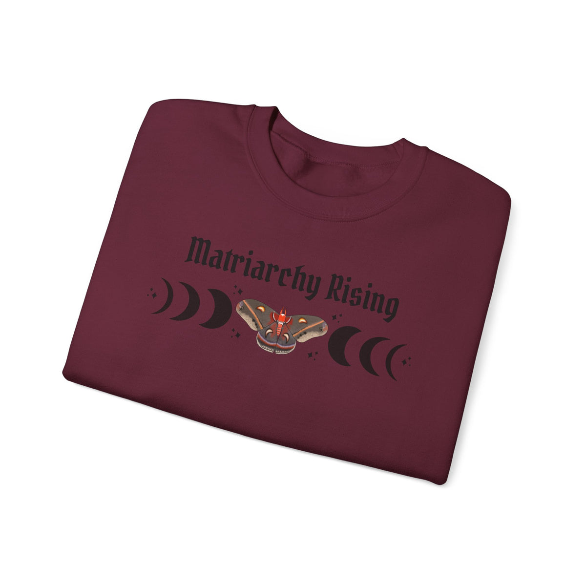 Matriarchy Rising Witchy Moon Phases Moth Crewneck Sweatshirt