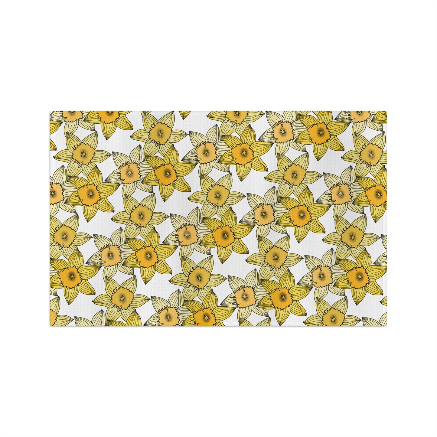 Slightly Subtle Daffodil Pattern Microfiber Tea Towel | Yellow Spring Floral Kitchen FDT ice