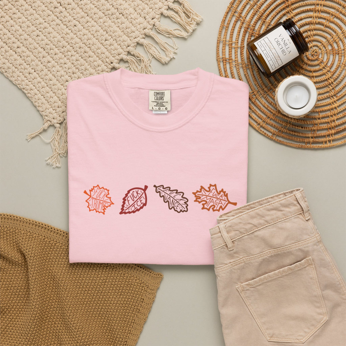 Autumn Leaves T-Shirt FDT Minimal Fall Foliage Graphic Tee