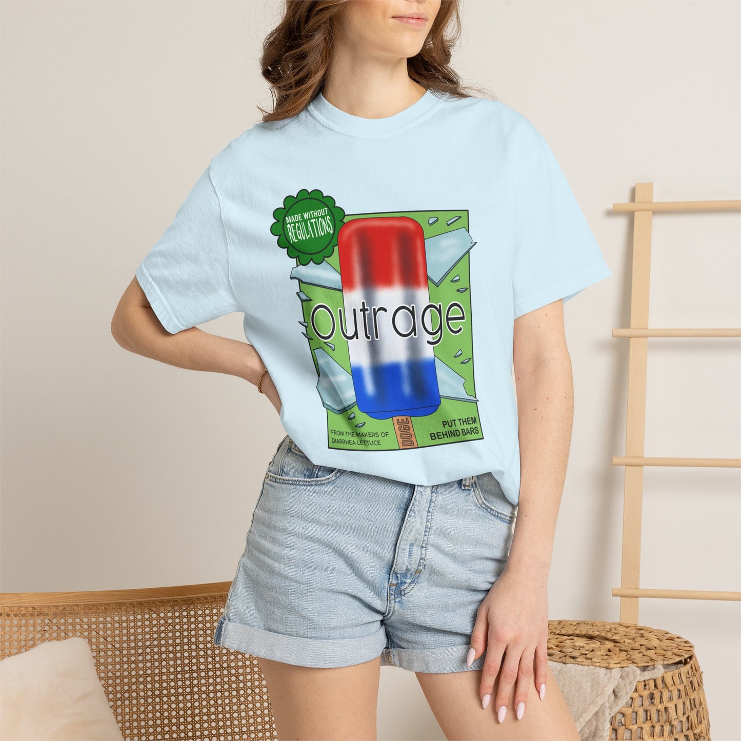Outrage Glass Popsicle Graphic T-Shirt Patriot Pop Art Tee