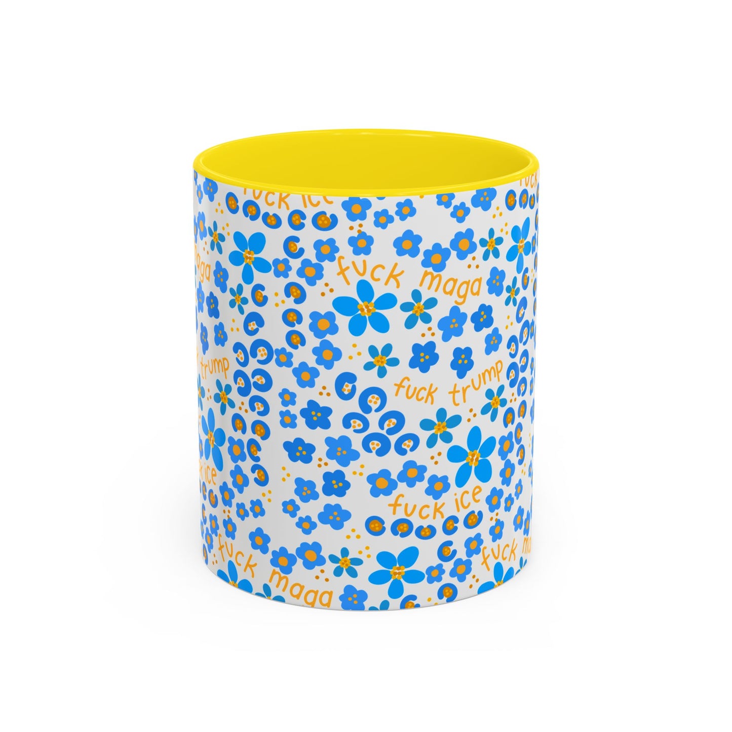 Slightly subtle Blue Floral Pattern mug | Swear Word Accent Coffee Mug FDT