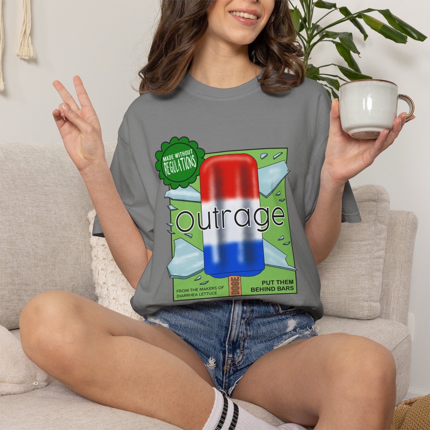 Outrage Glass Popsicle Graphic T-Shirt Patriot Pop Art Tee