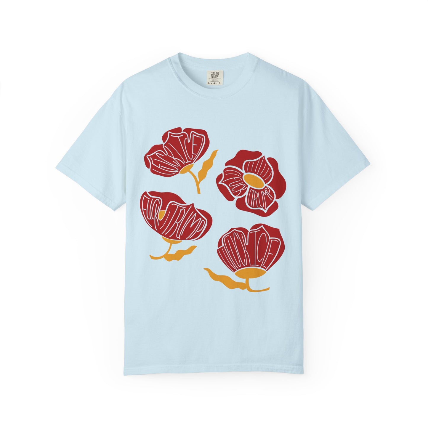 Slightly Subtle Red Abstract Poppy Flowers T-Shirt | Floral Graphic Tee FDT