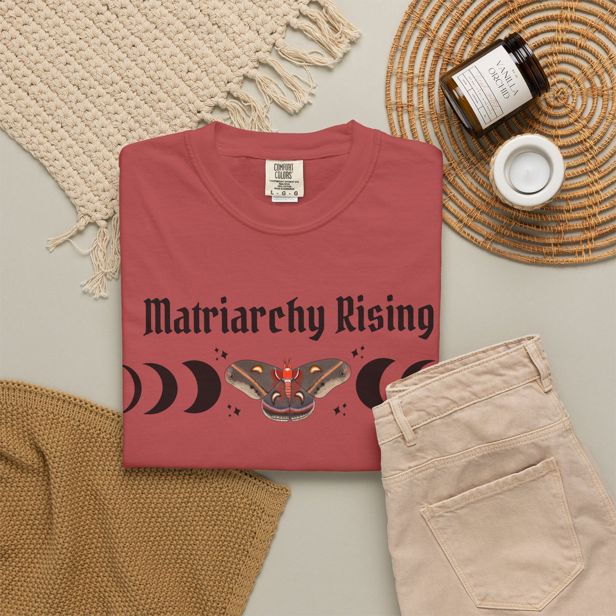Matriarchy Rising Tee Moon Phases & Moth Feminist Graphic T-Shirt
