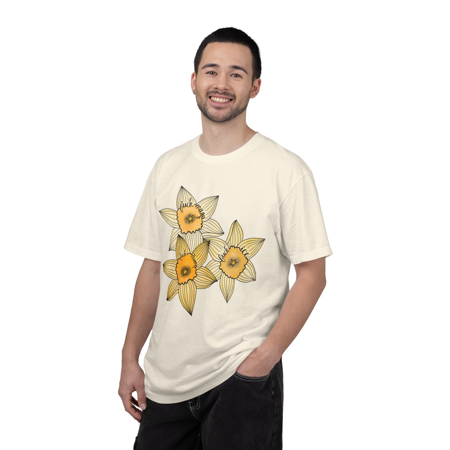 Slightly Subtle Daffodil Trio T-shirt | Yellow Floral Spring Bloom Tee FDT