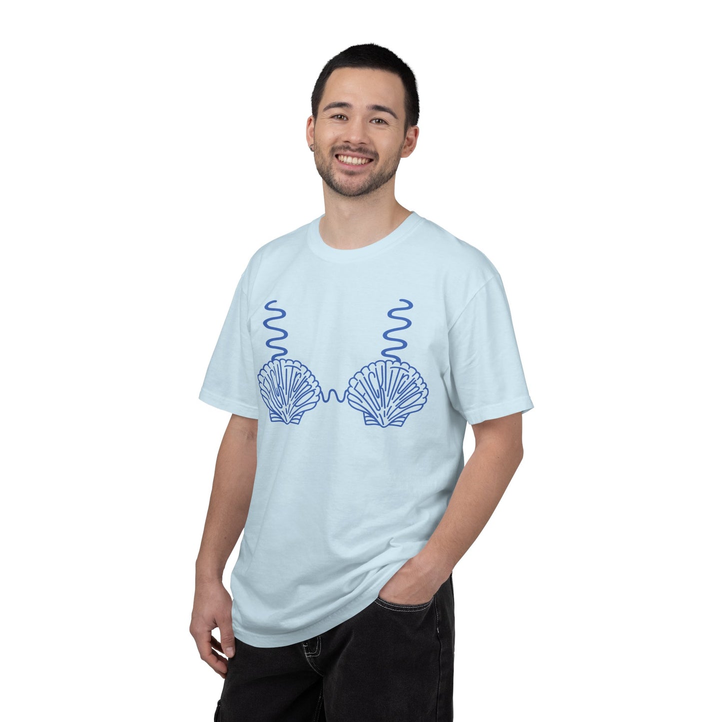 Slighly Subtle Seashell Bikini Line Art T-Shirt | Beachy Mermaid Shells Graphic Tee FDT