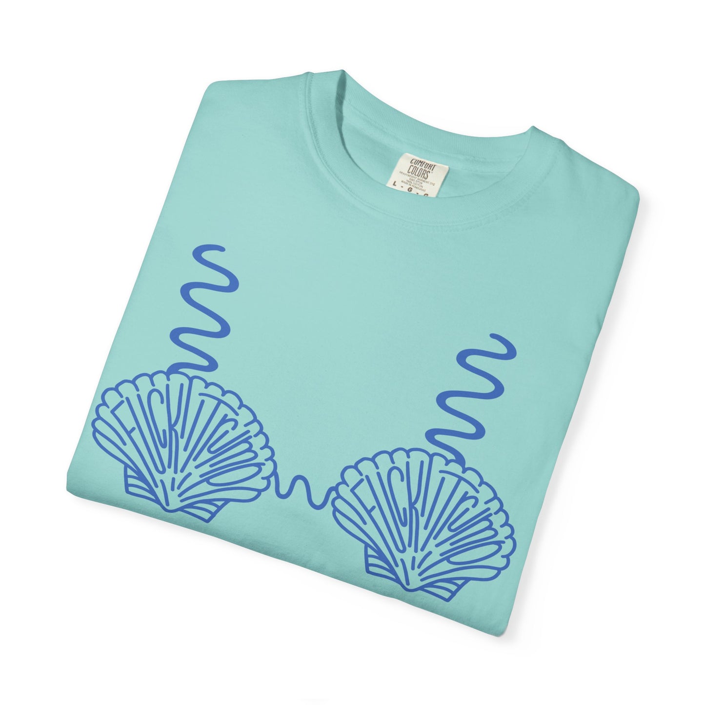 Slighly Subtle Seashell Bikini Line Art T-Shirt | Beachy Mermaid Shells Graphic Tee FDT
