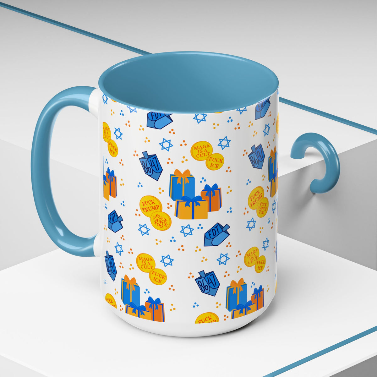 Hanukkah Gift Coffee Mug – Happy Hanukkah Dreidel Gelt Gifts FDT Mug