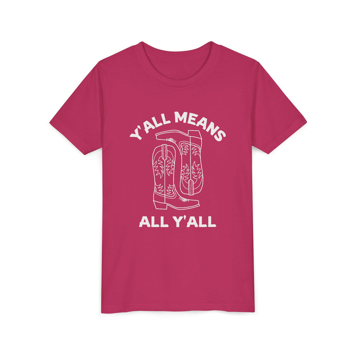 Youth Y’all Means All Y’all Cowboy Boot Graphic T-Shirt