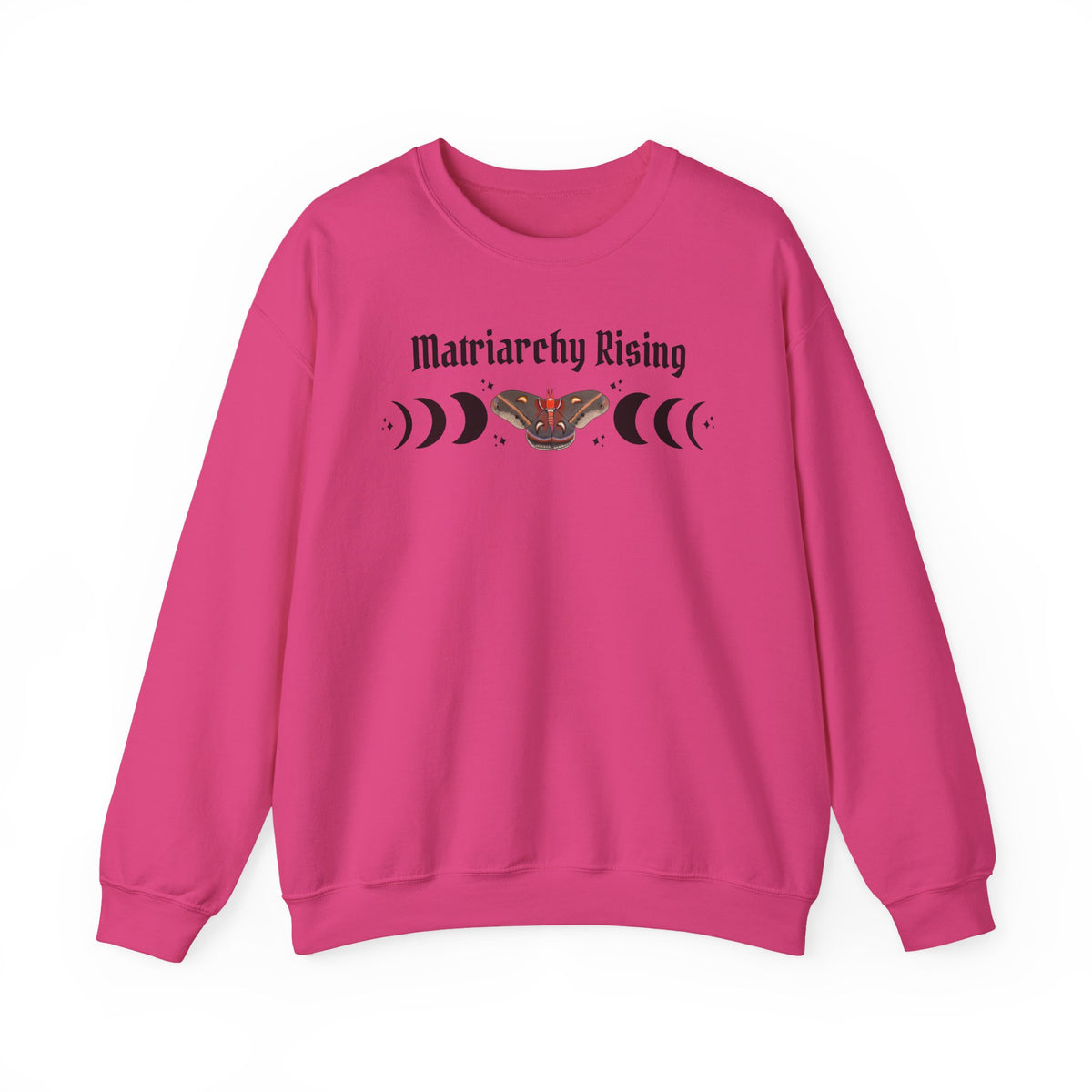 Matriarchy Rising Witchy Moon Phases Moth Crewneck Sweatshirt